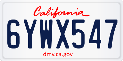 CA license plate 6YWX547