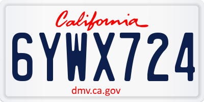 CA license plate 6YWX724