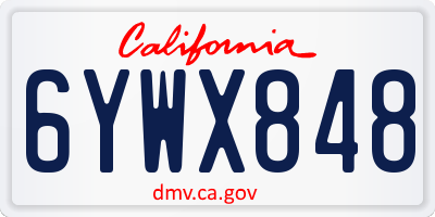 CA license plate 6YWX848