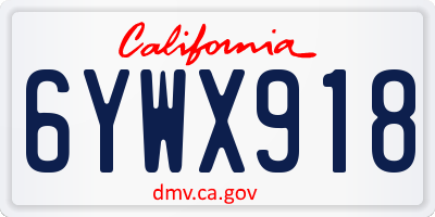 CA license plate 6YWX918