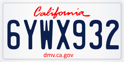 CA license plate 6YWX932
