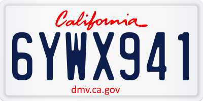 CA license plate 6YWX941