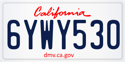CA license plate 6YWY530