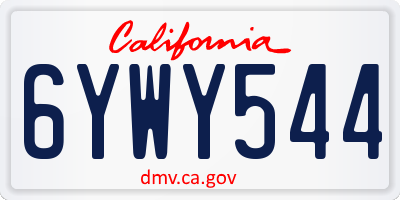 CA license plate 6YWY544