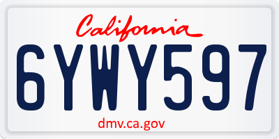 CA license plate 6YWY597