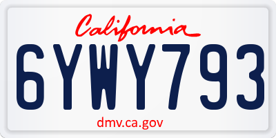 CA license plate 6YWY793