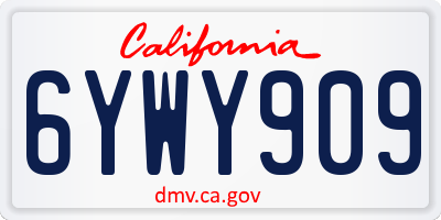 CA license plate 6YWY909