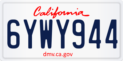 CA license plate 6YWY944