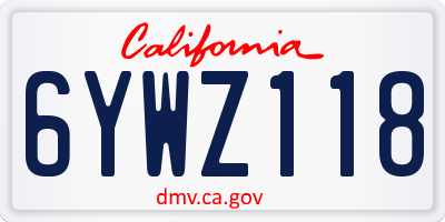 CA license plate 6YWZ118