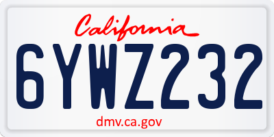 CA license plate 6YWZ232