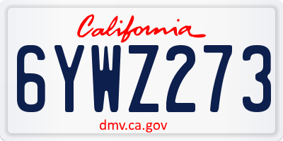 CA license plate 6YWZ273