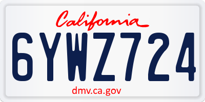 CA license plate 6YWZ724