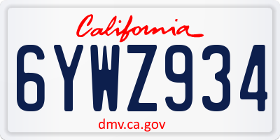 CA license plate 6YWZ934