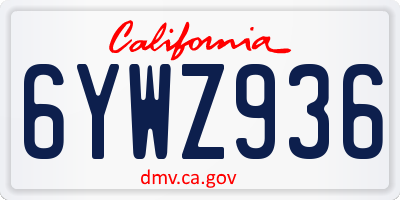CA license plate 6YWZ936