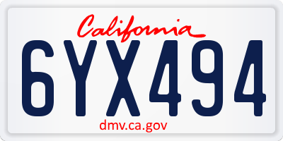 CA license plate 6YX494