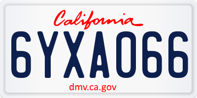 CA license plate 6YXA066