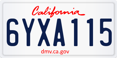 CA license plate 6YXA115