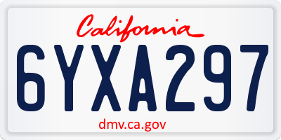 CA license plate 6YXA297