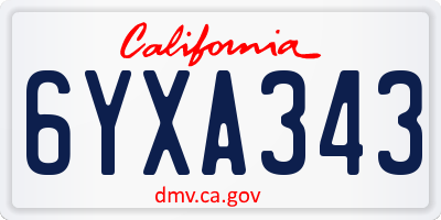 CA license plate 6YXA343
