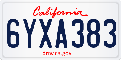 CA license plate 6YXA383