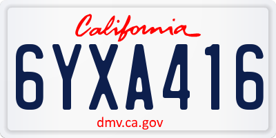 CA license plate 6YXA416