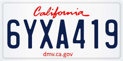 CA license plate 6YXA419