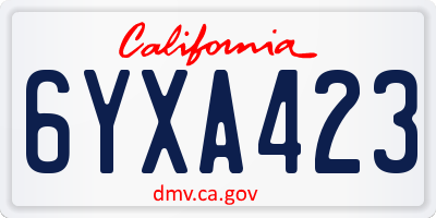 CA license plate 6YXA423