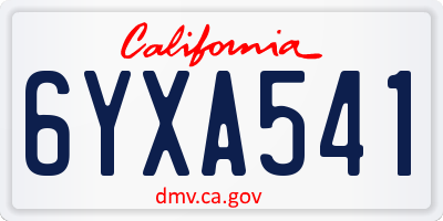 CA license plate 6YXA541