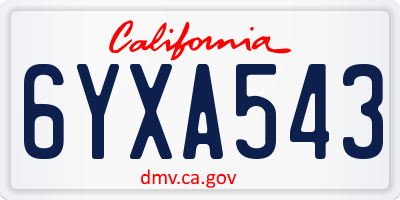 CA license plate 6YXA543