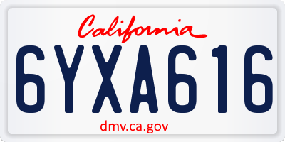CA license plate 6YXA616