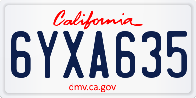 CA license plate 6YXA635