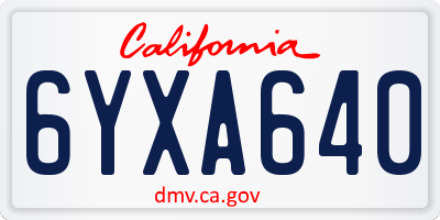 CA license plate 6YXA640