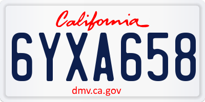 CA license plate 6YXA658