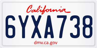 CA license plate 6YXA738