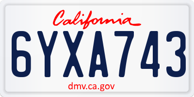 CA license plate 6YXA743
