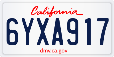 CA license plate 6YXA917