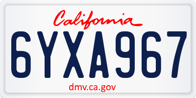 CA license plate 6YXA967