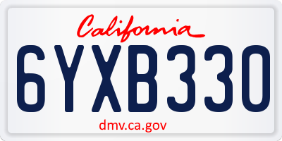 CA license plate 6YXB330
