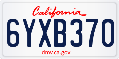 CA license plate 6YXB370