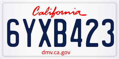 CA license plate 6YXB423
