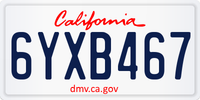 CA license plate 6YXB467