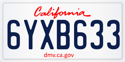 CA license plate 6YXB633
