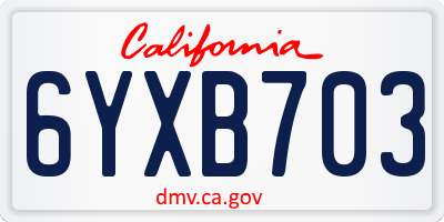 CA license plate 6YXB703