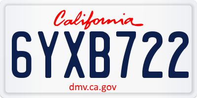 CA license plate 6YXB722