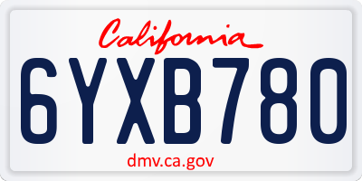 CA license plate 6YXB780