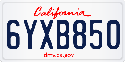 CA license plate 6YXB850