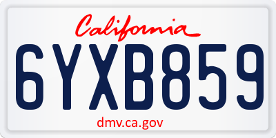 CA license plate 6YXB859