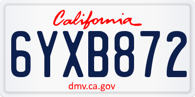 CA license plate 6YXB872