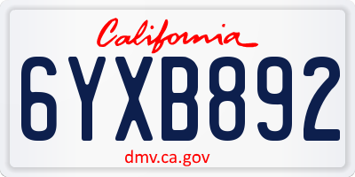 CA license plate 6YXB892
