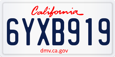 CA license plate 6YXB919